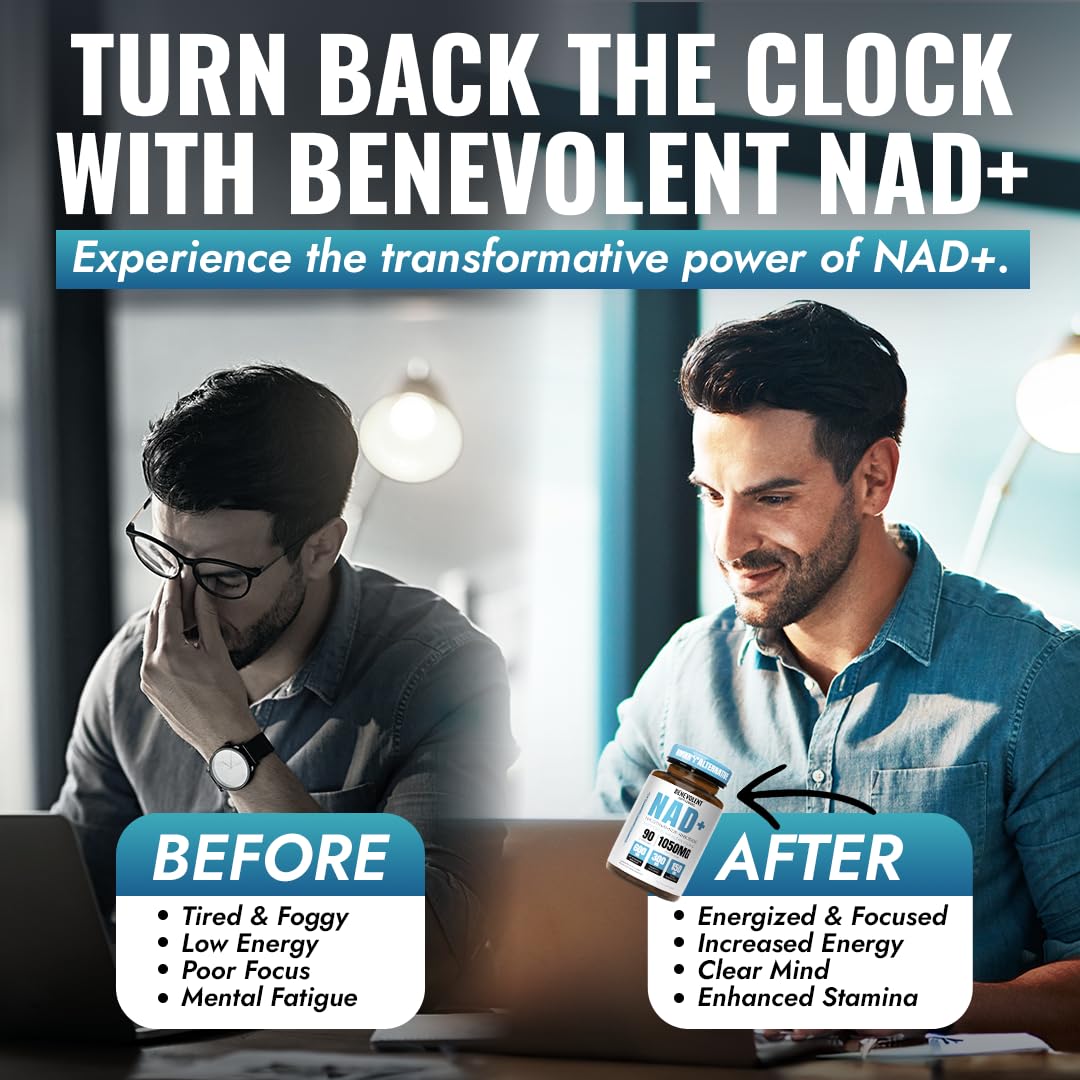 Benevolent Nourishment NAD Resveratrol Supplement with lifestyle background