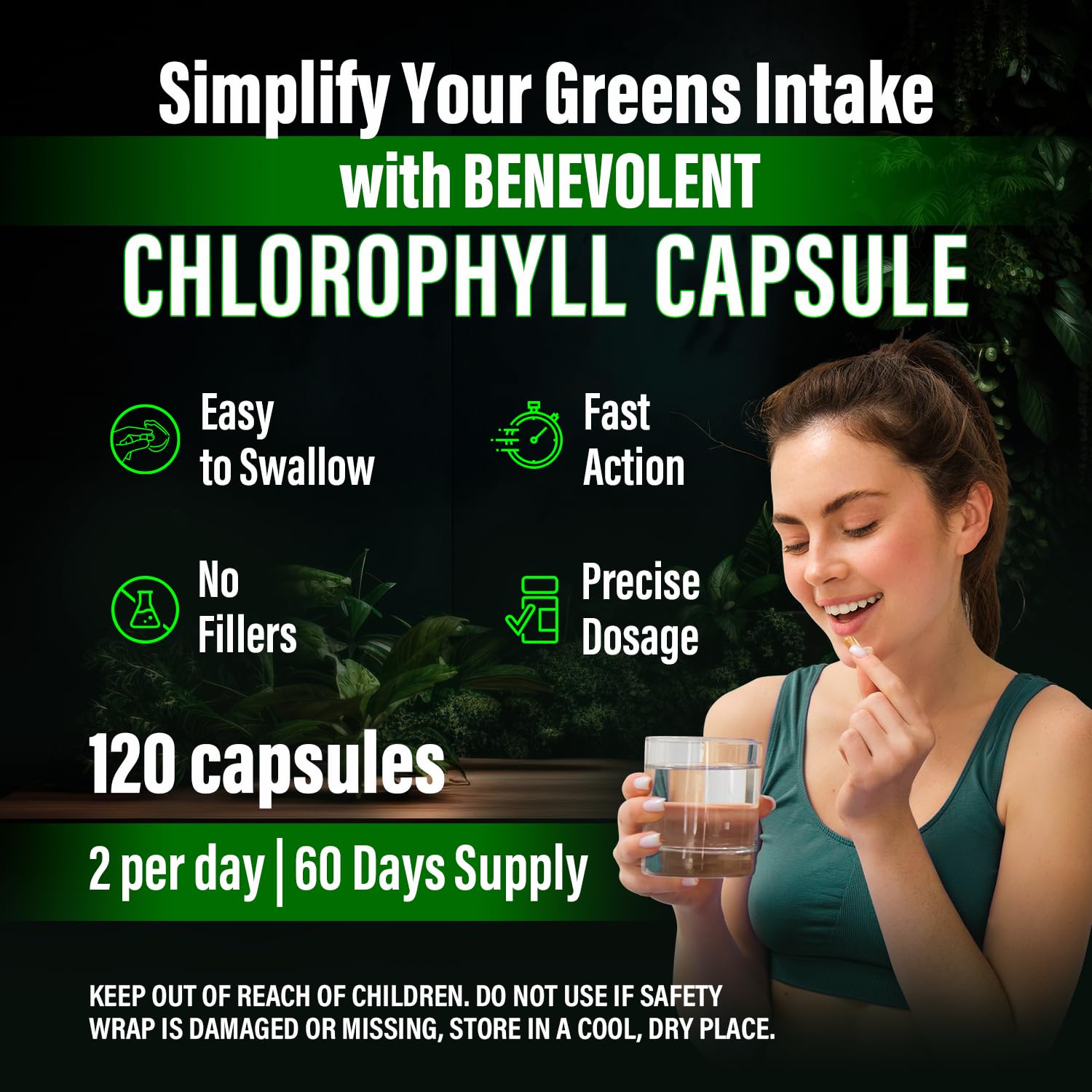 Benevolent Nourishment Organic Chlorophyll Capsules packaging