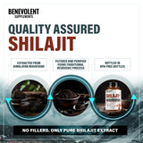 Benevolent Nourishment Shilajit Capsules displayed on a wooden surface