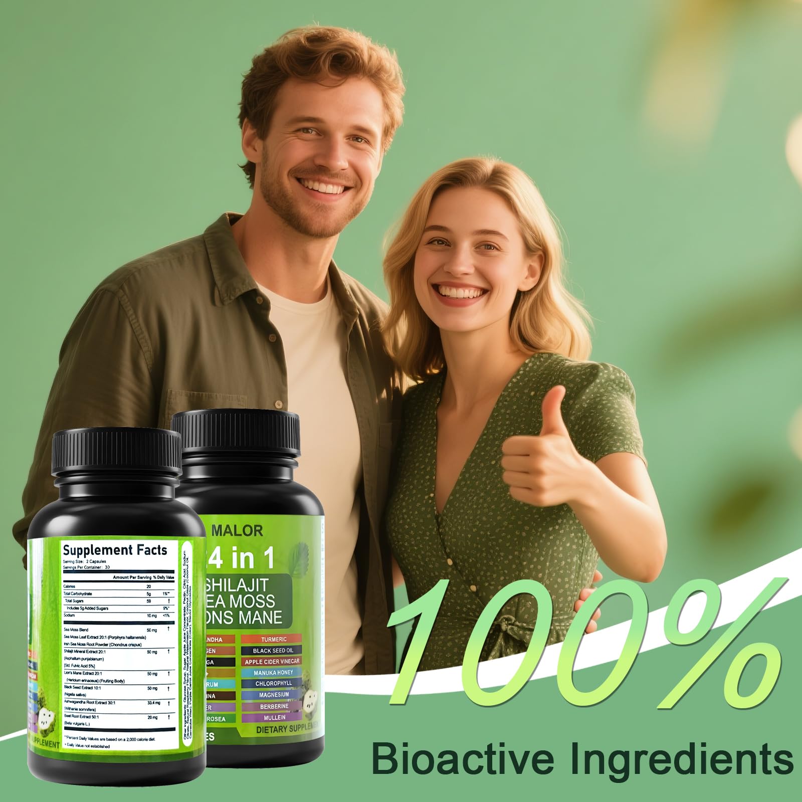 BENIX Spirulina 24-in-1 Herbal Supplement close-up of capsules