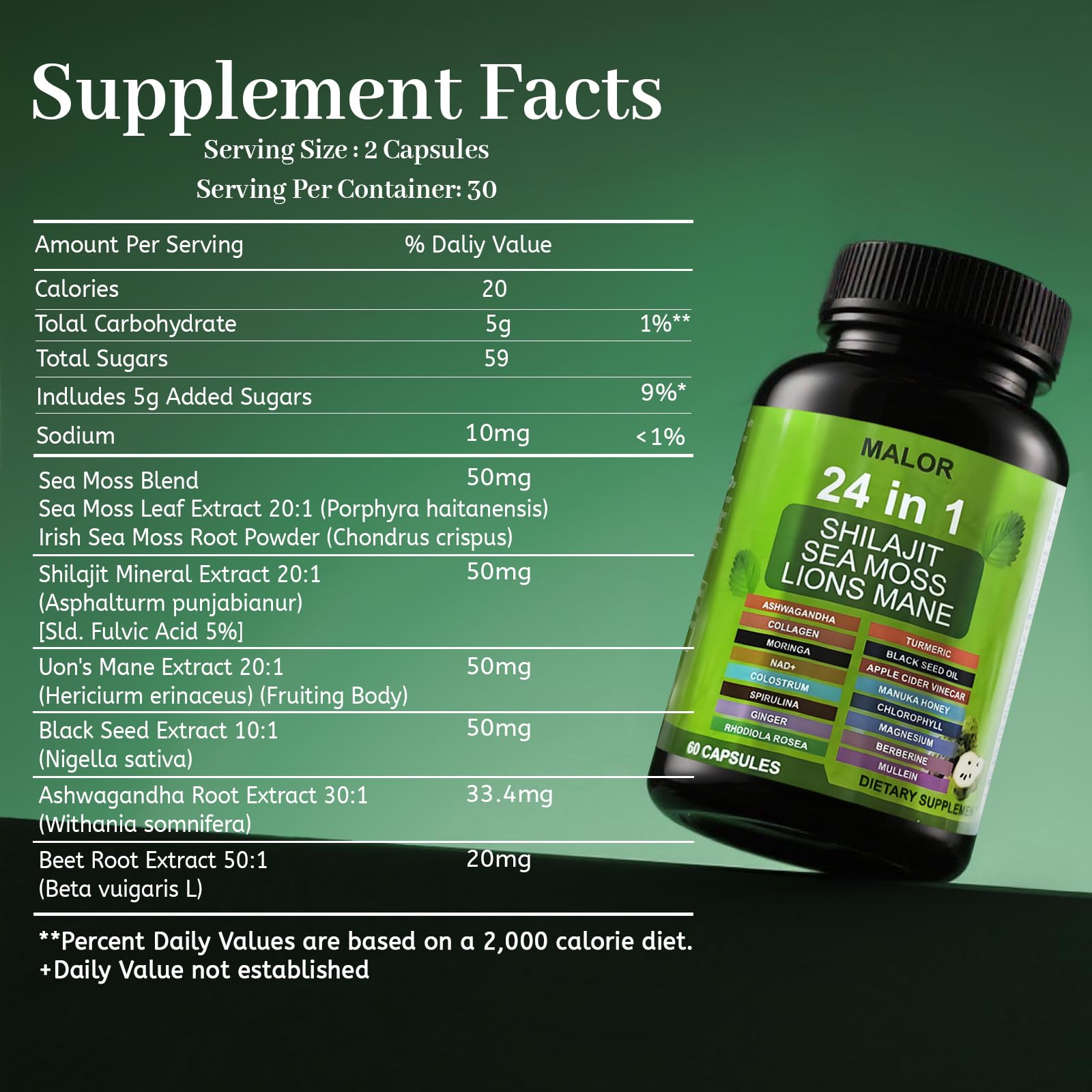 BENIX Spirulina 24-in-1 Herbal Supplement side view