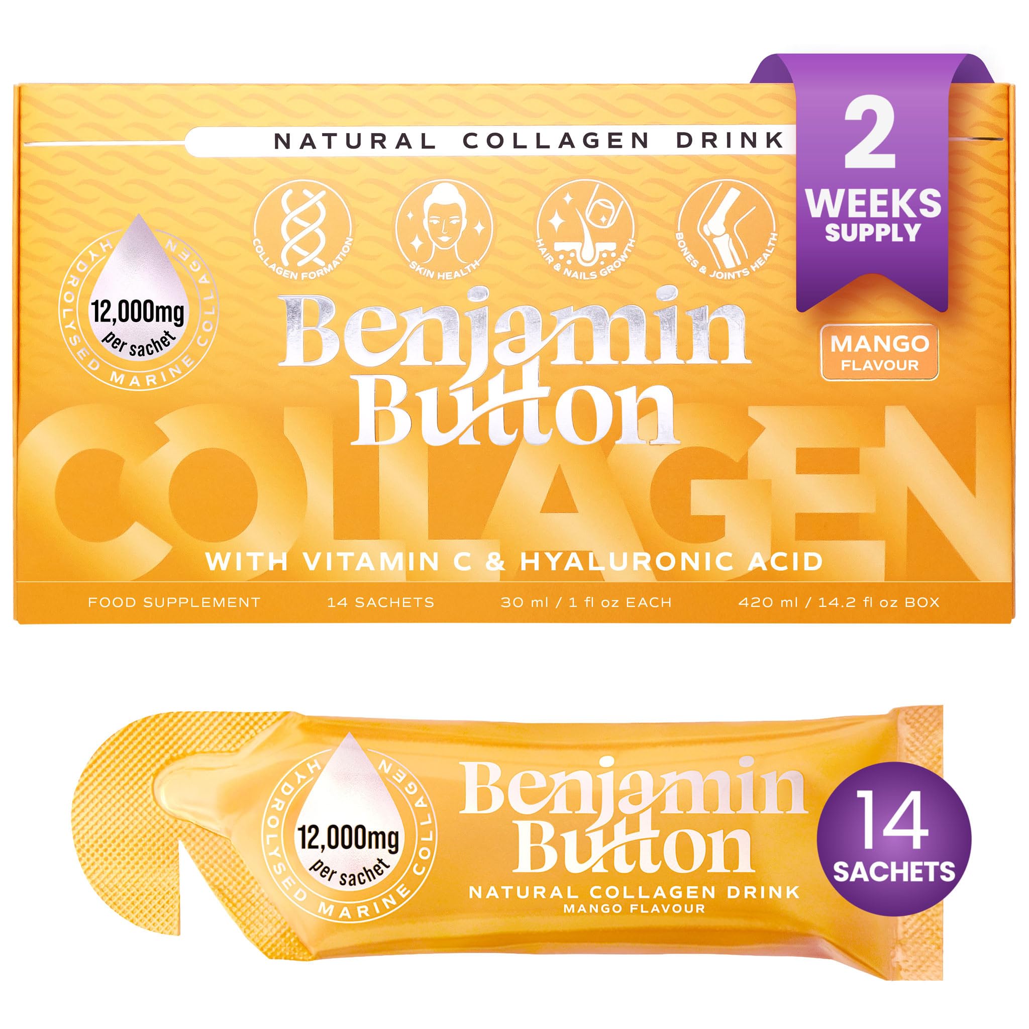 Benjamin Button Marine Collagen Liquid Supplement front view