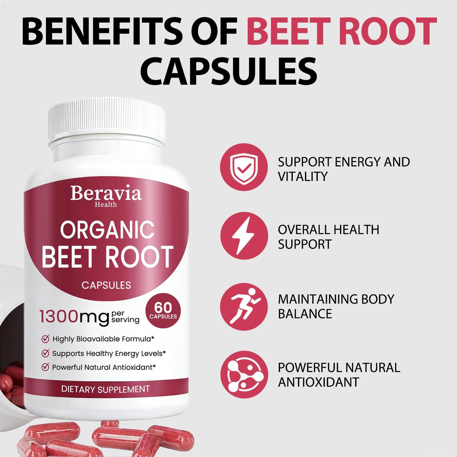 Beravia Health Organic Beet Root Capsules packaging