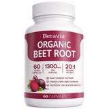 Beravia Organic Beet Root Capsules 1300mg front view