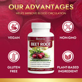 Beravia Organic Beetroot Capsules 1300mg capsules on a surface
