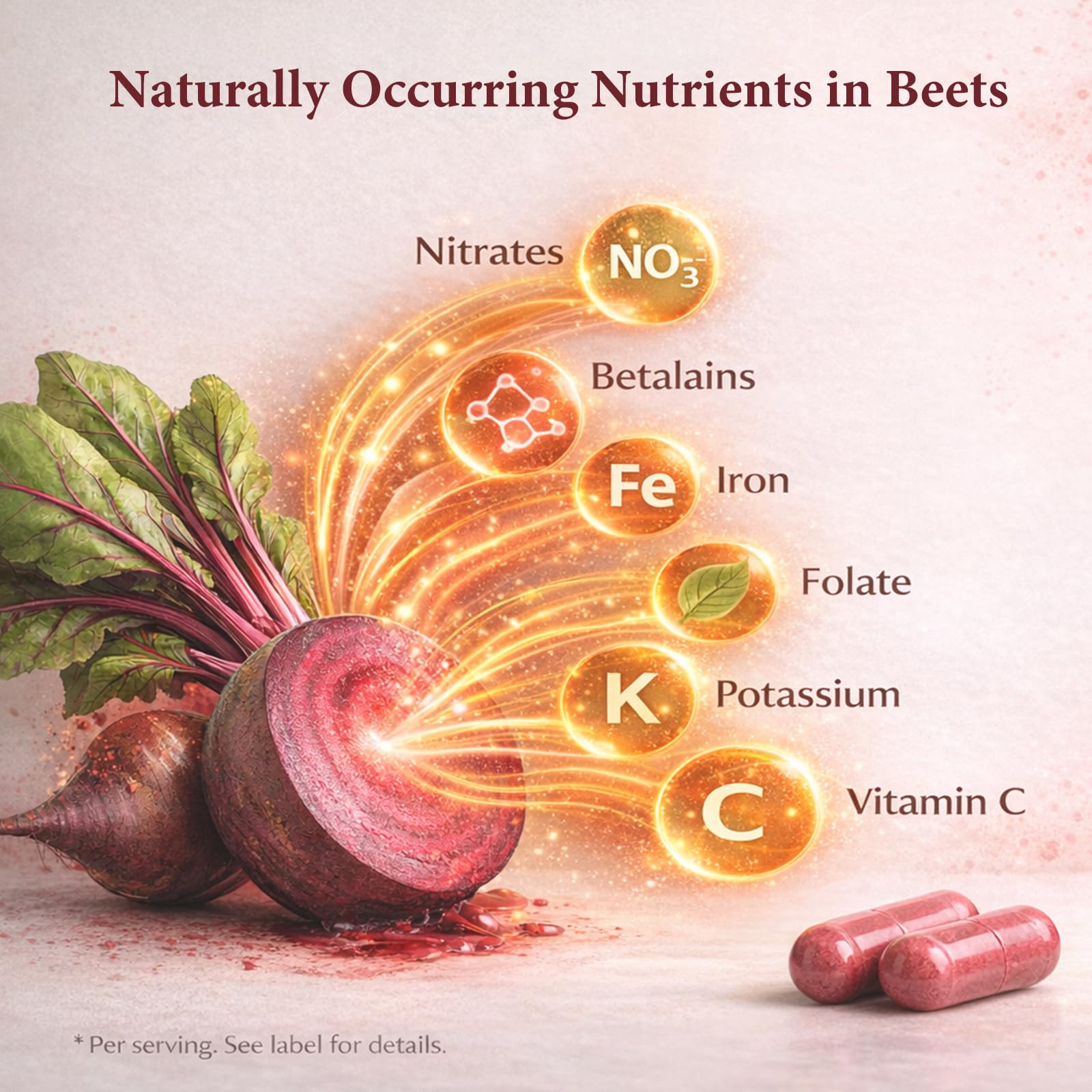 Beravia Organic Beetroot Capsules on a wooden table