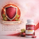 Beravia Organic Beetroot Capsules with fresh beetroot background