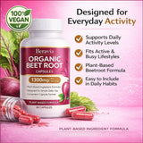 Beravia Organic Beetroot Capsules with nutritional information on label
