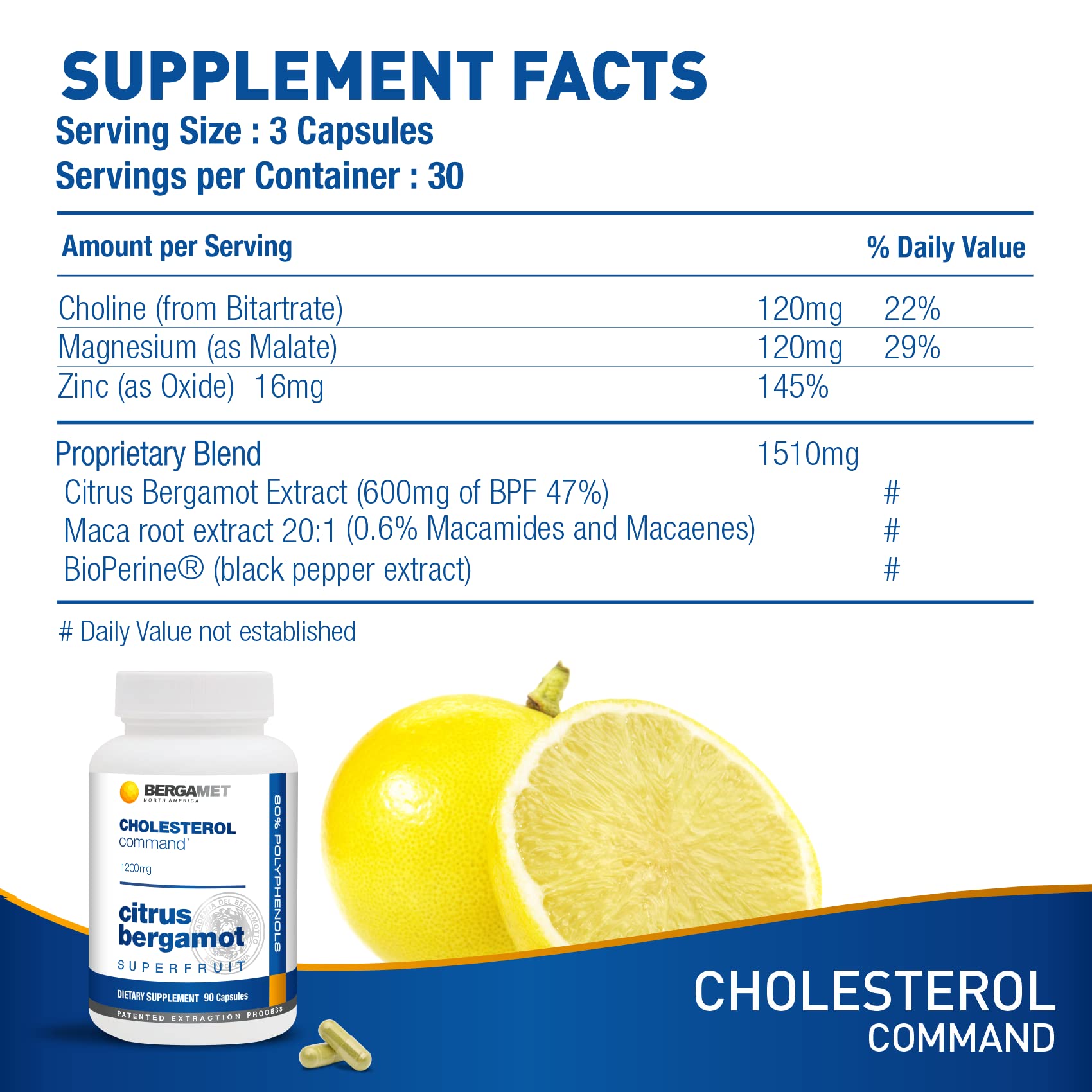 BergaMet Citrus Bergamot Supplement 100g back view with ingredient list