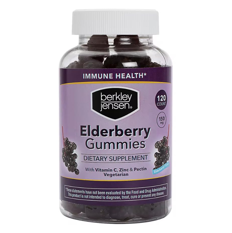 Berkley Jensen Elderberry Gummies front view with packaging