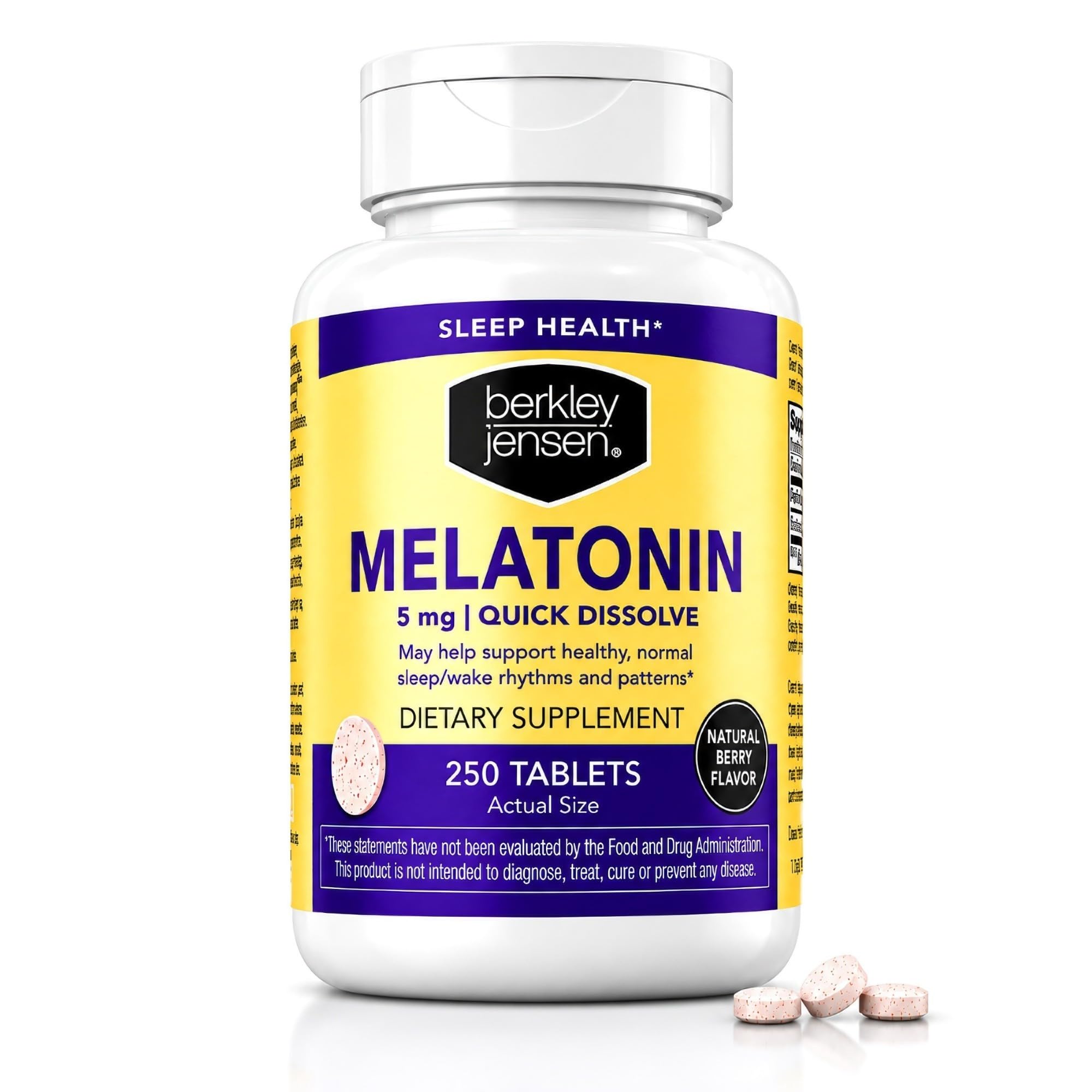 Berkley Jensen Melatonin 5 mg Quick Dissolve Tablets bottle front view