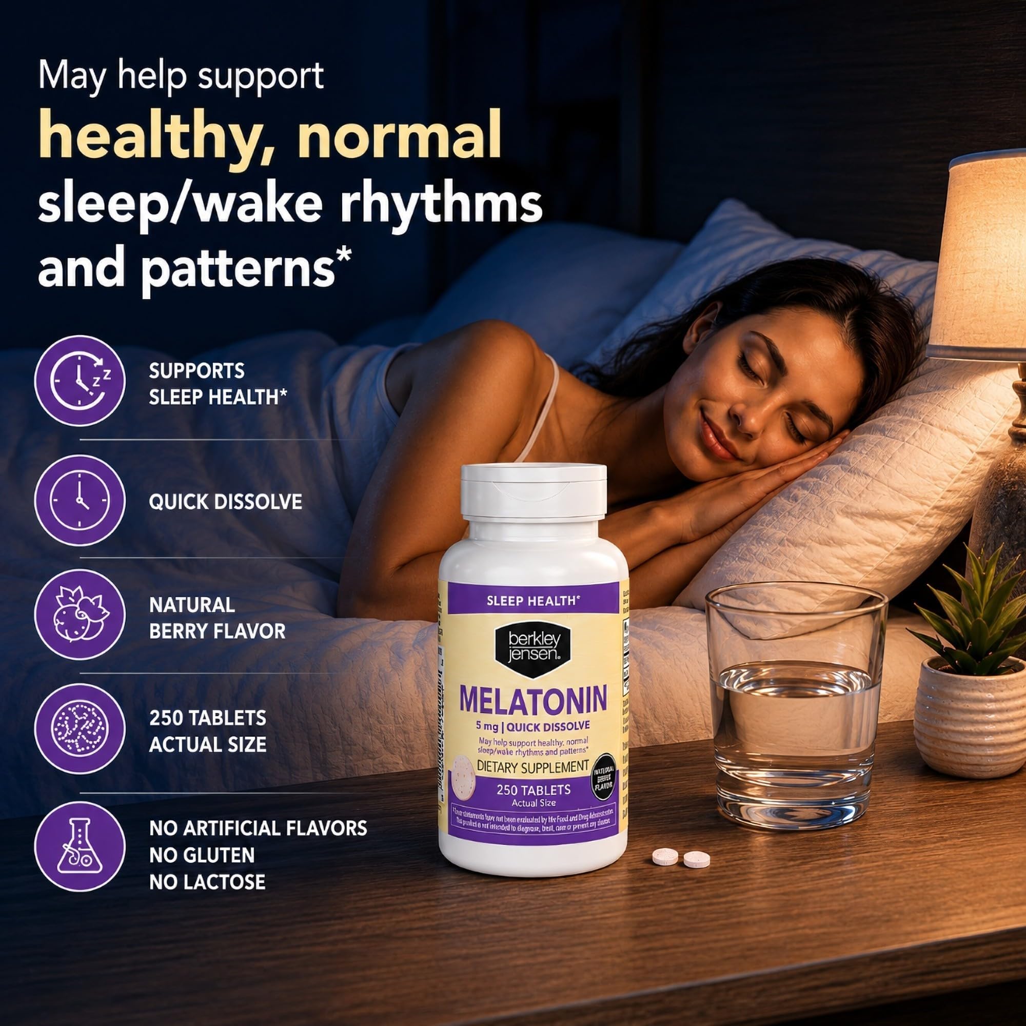 Berkley Jensen Melatonin 5 mg Quick Dissolve Tablets side view