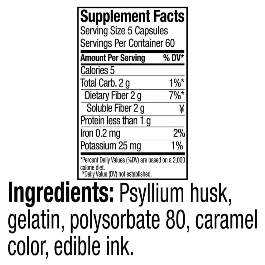 Berkley Jensen Psyllium Husk Capsules ingredients list