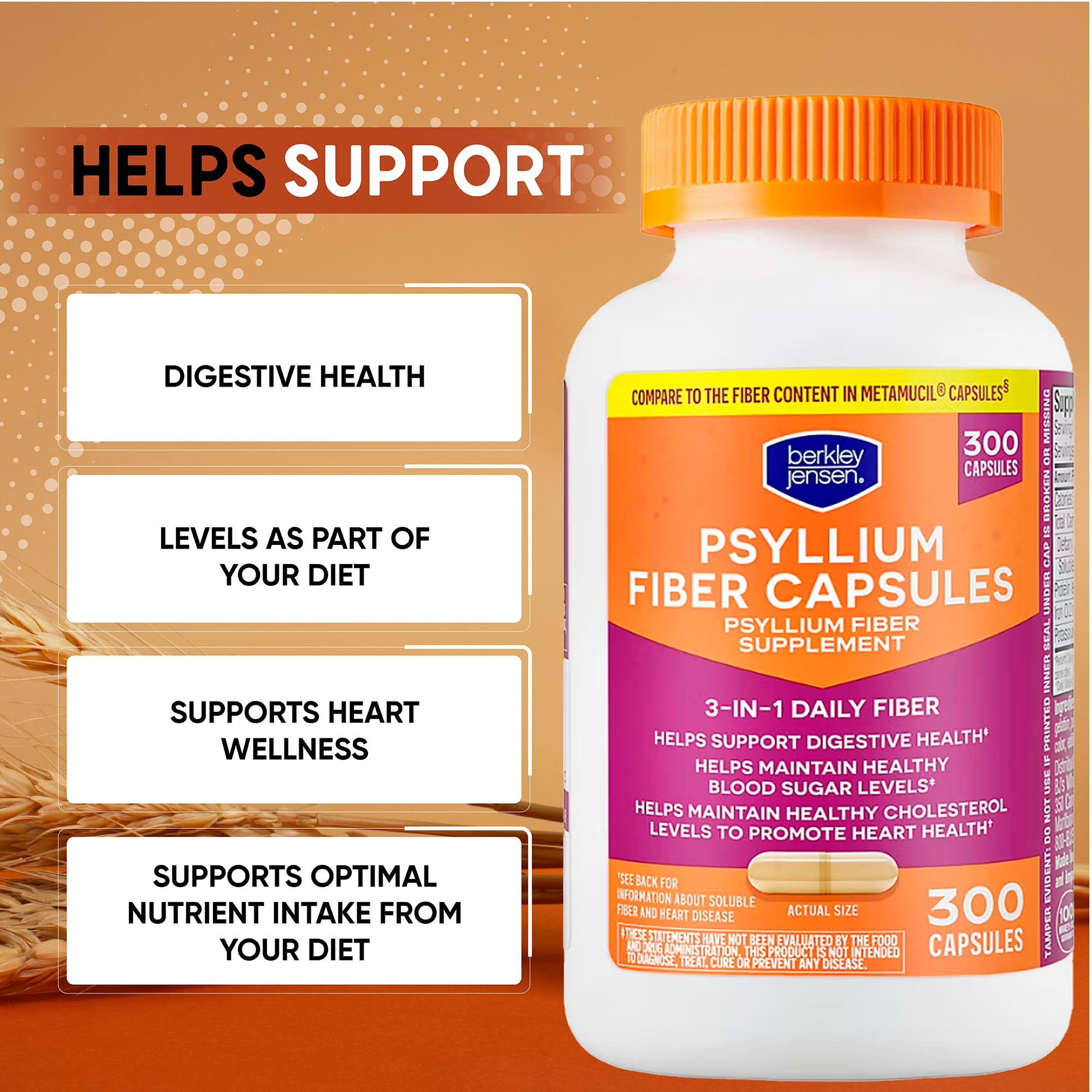 Berkley Jensen Psyllium Husk Capsules packaging details