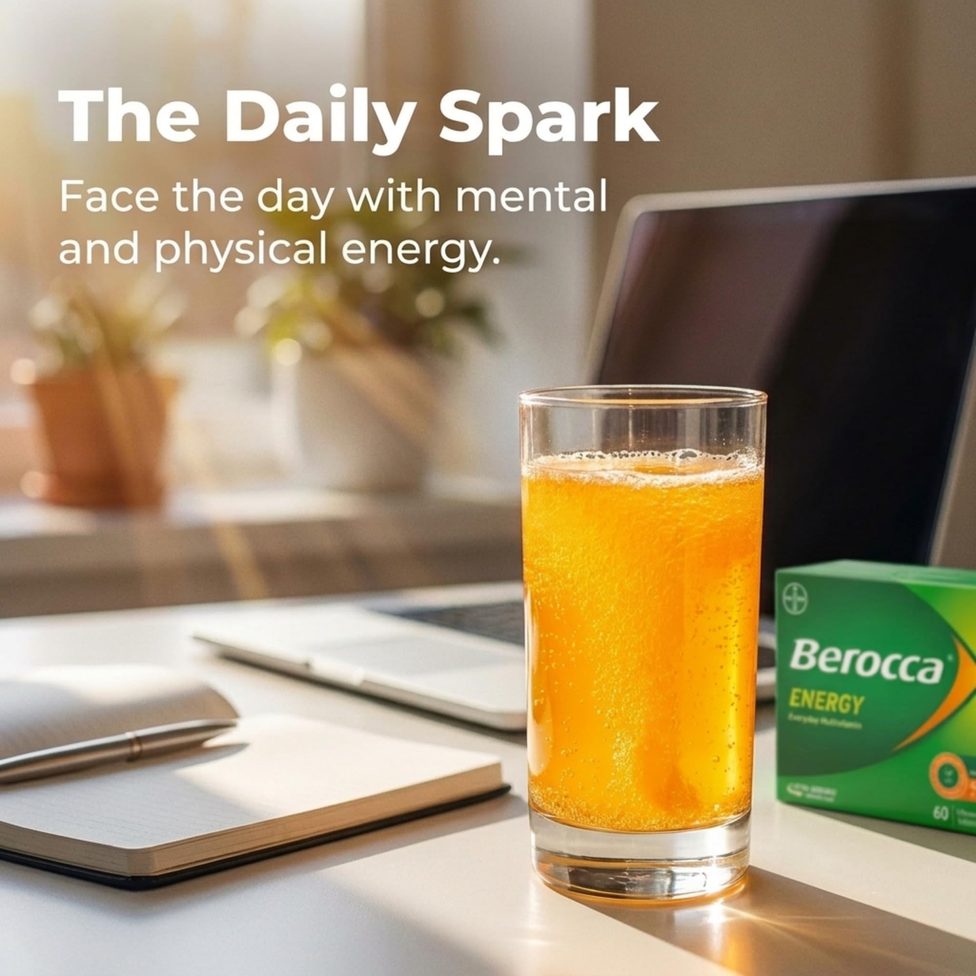 Berocca multivitamin tablets on a wooden table