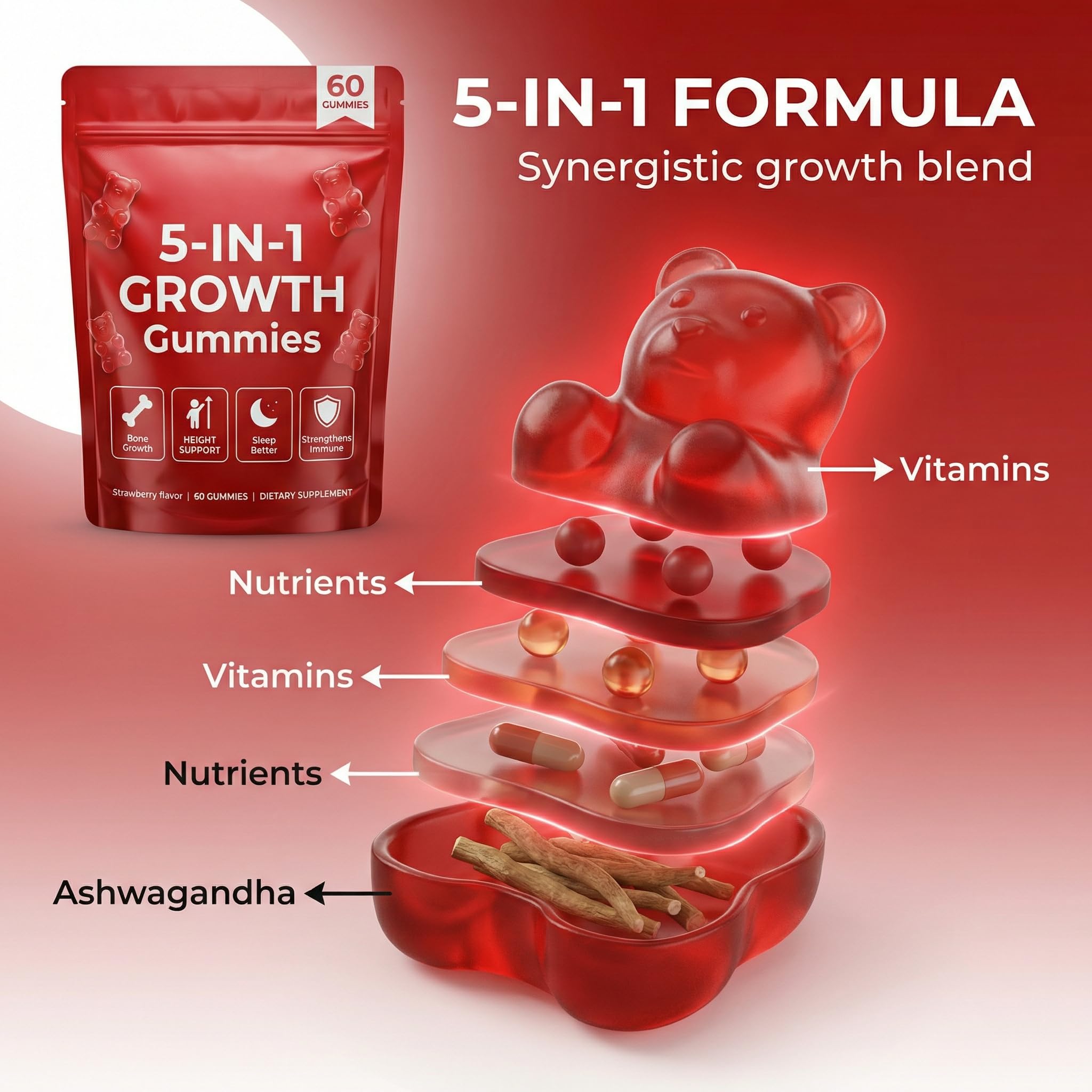 BERSEG Strawberry Gummies displayed with fresh strawberries