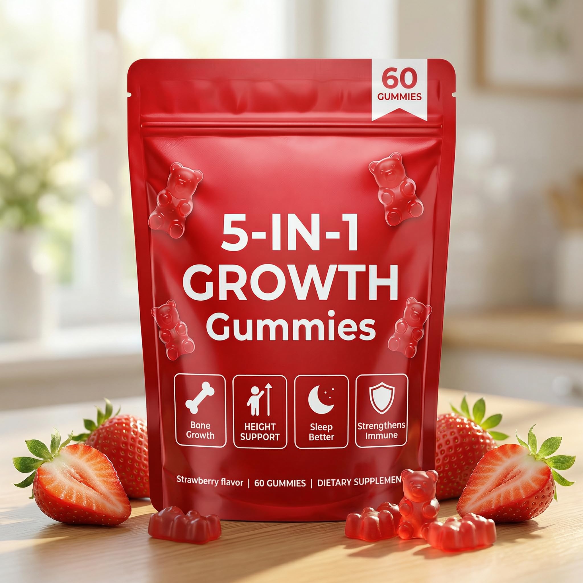 BERSEG Strawberry Gummies in hand for size reference