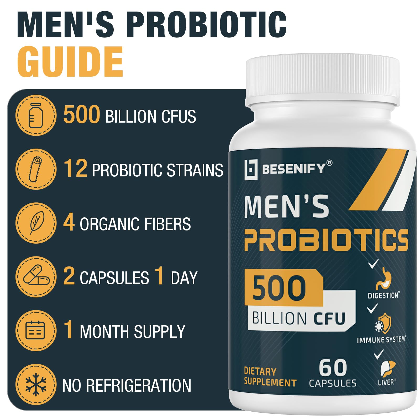 Besenify Probiotics packaging with organic ingredients listed