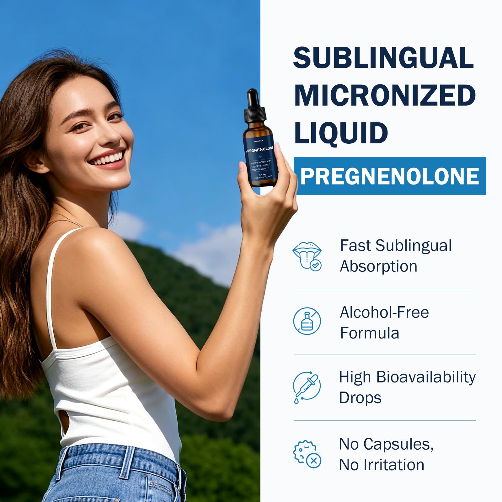 Besgiful Pregnenolone Drops bottle with dropper