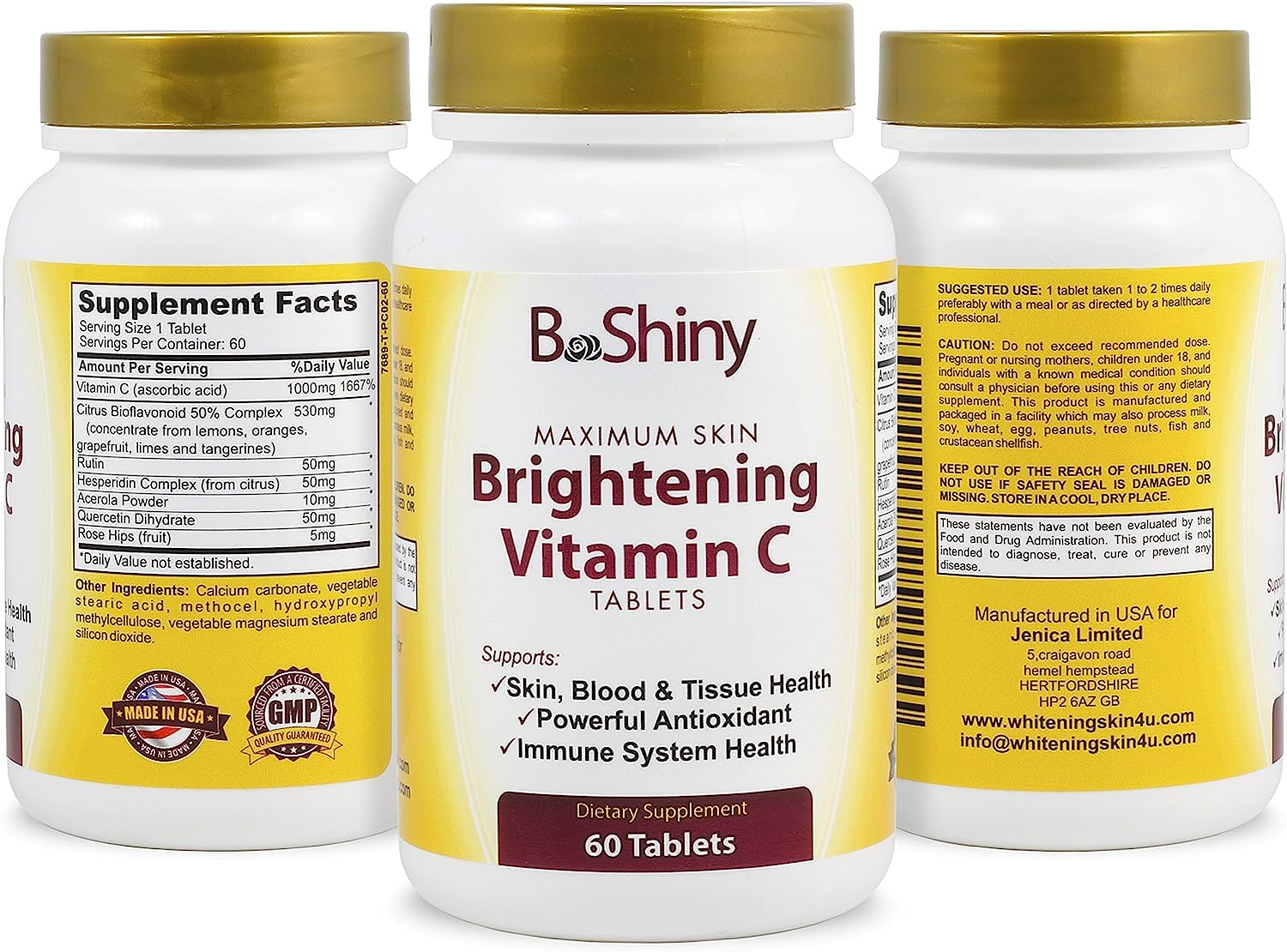 BeShiny Vitamin C capsules with fresh citrus fruits