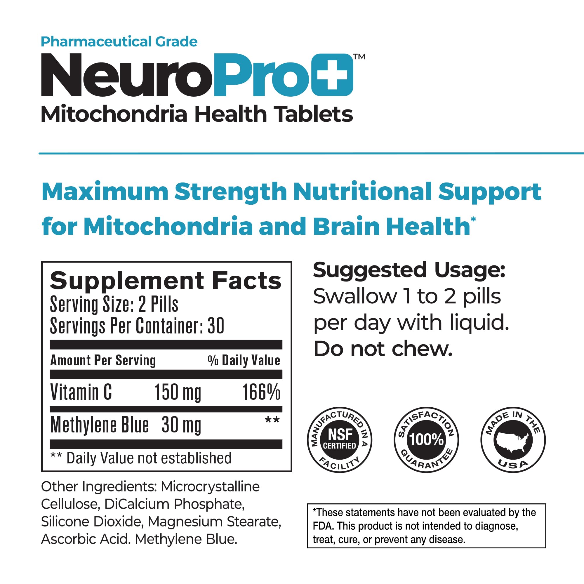 Best 365 Labs NeuroPro+ Vitamin C Tablets side view