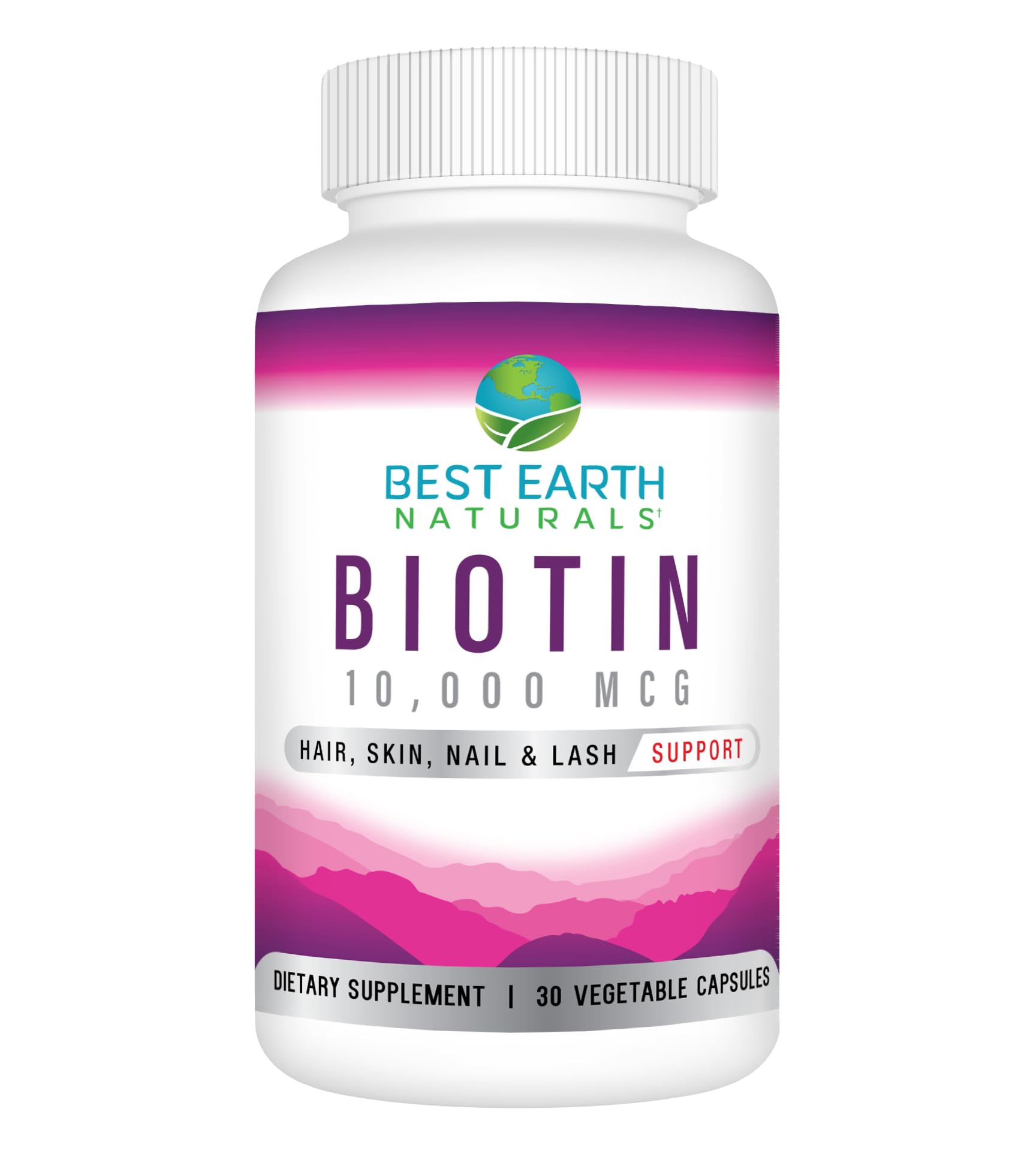 Best Earth Naturals Biotin Supplement 10,000mcg front view