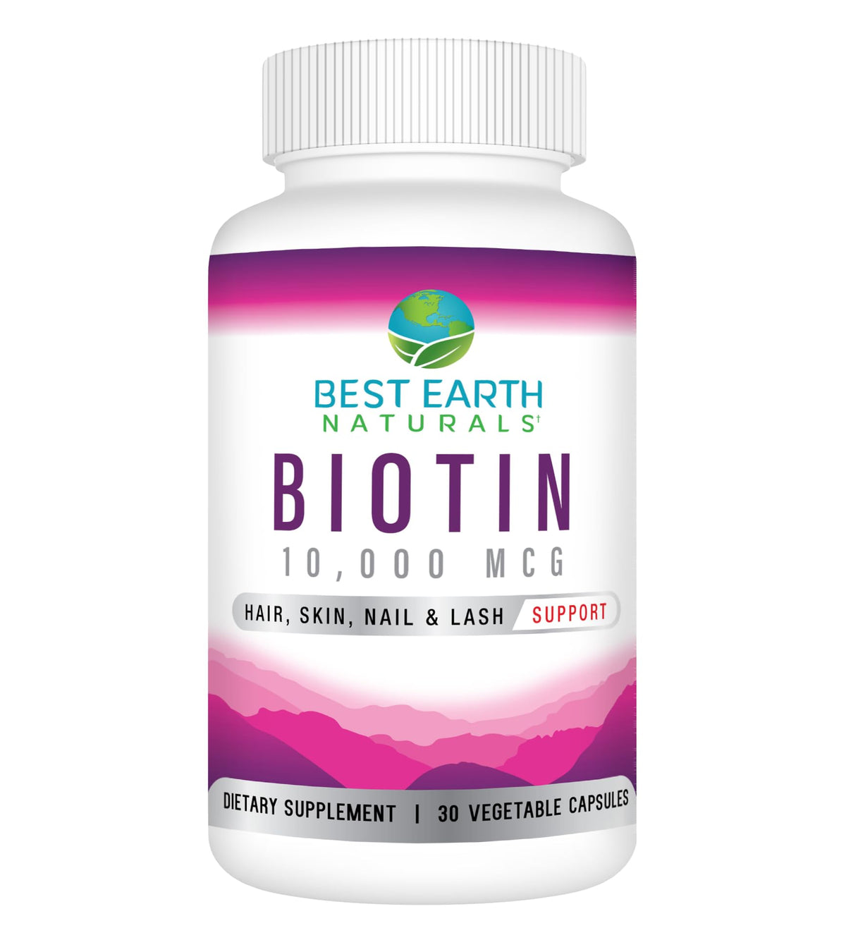 Best Earth Naturals Biotin Supplement 10,000mcg front view