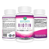Best Earth Naturals Biotin Supplement 10,000mcg side view