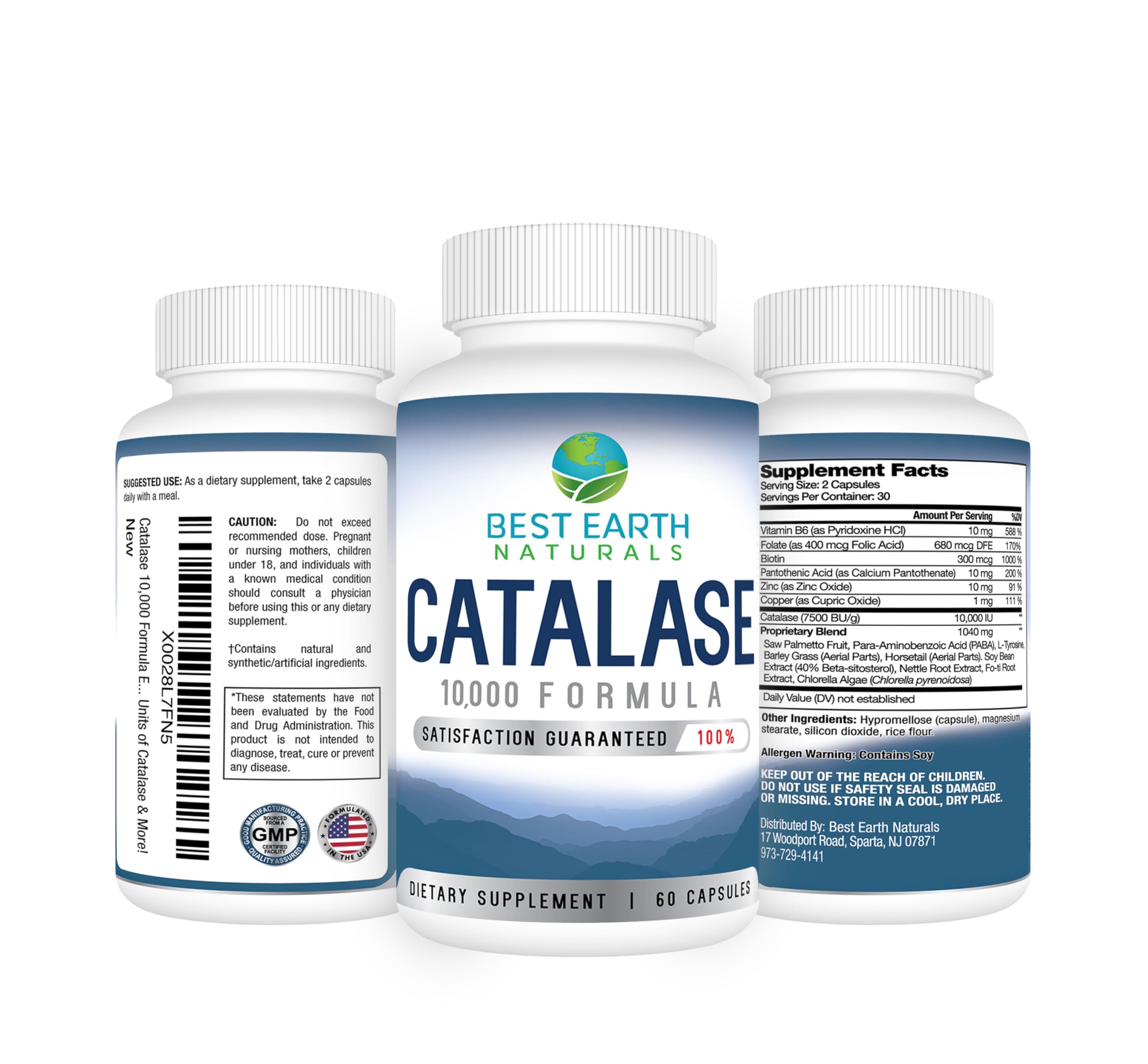 Best Earth Naturals Catalase 10,000 supplement side view