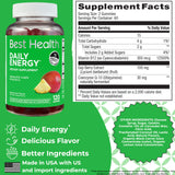 Best Health Daily Energy Gummies with a hand holding a gummy