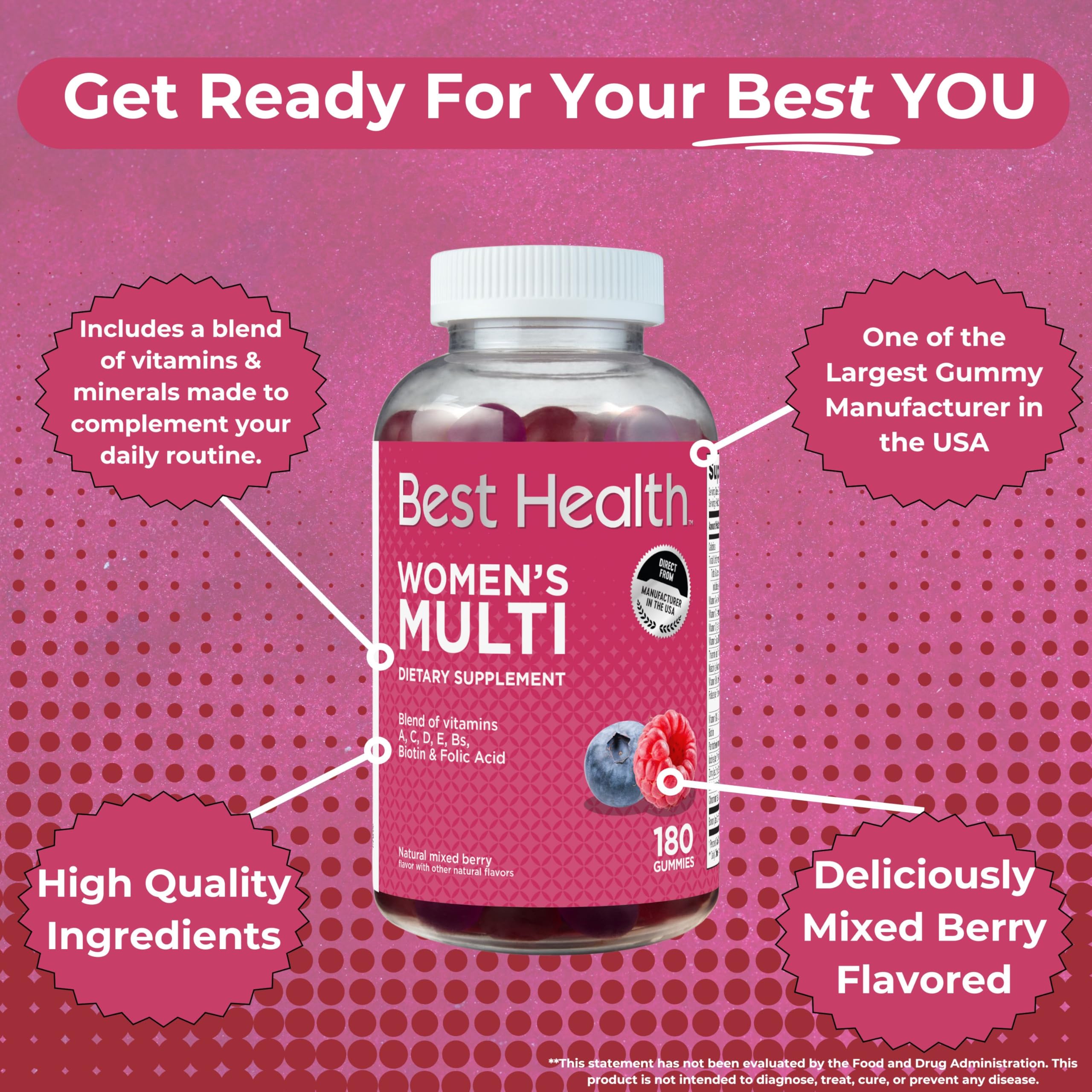 Best Health Women's Multivitamin Gummies in packaging on a kitchen counter