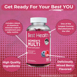 Best Health Women's Multivitamin Gummies in packaging on a kitchen counter