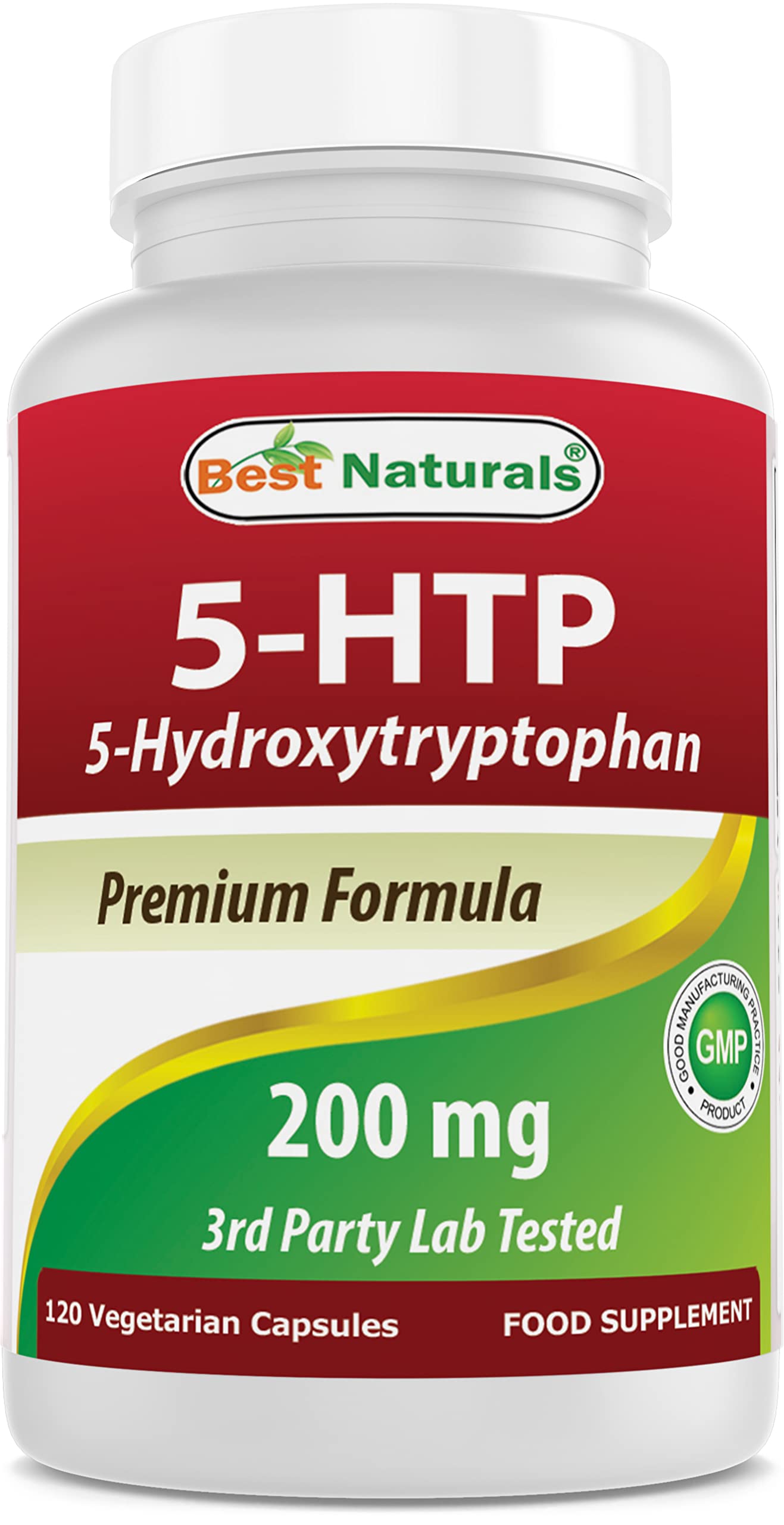 Best Naturals 5-HTP 200mg vegetarian capsules front view