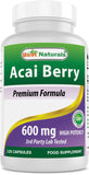 Best Naturals Acai Berry 600 mg supplement front view