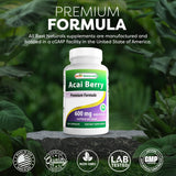Best Naturals Acai Berry 600 mg supplement on a wooden table