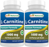 Best Naturals Acetyl-L-Carnitine 1000mg 60 Tablets front view