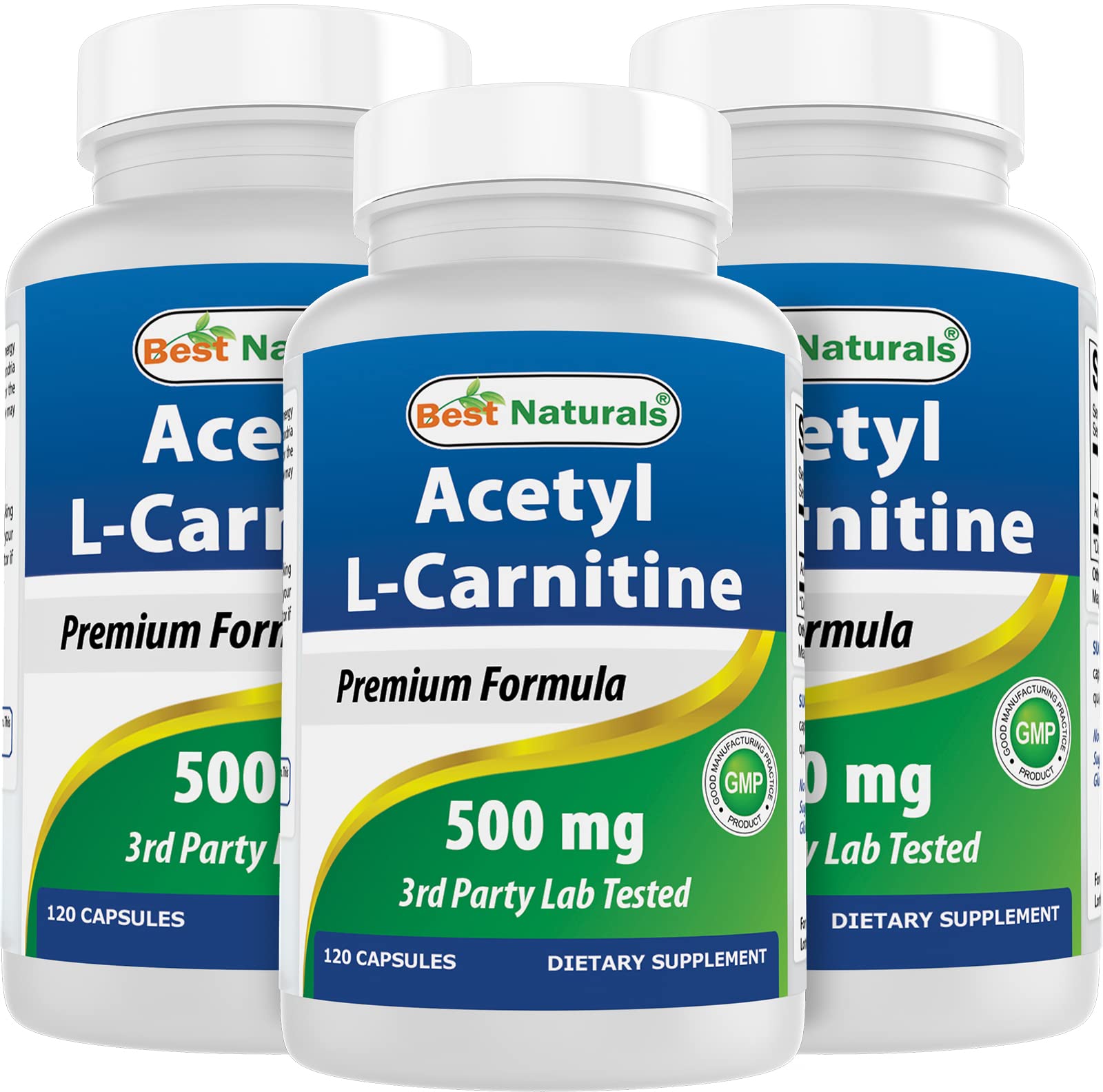 Best Naturals Acetyl L-Carnitine 500mg 120 Capsules front view