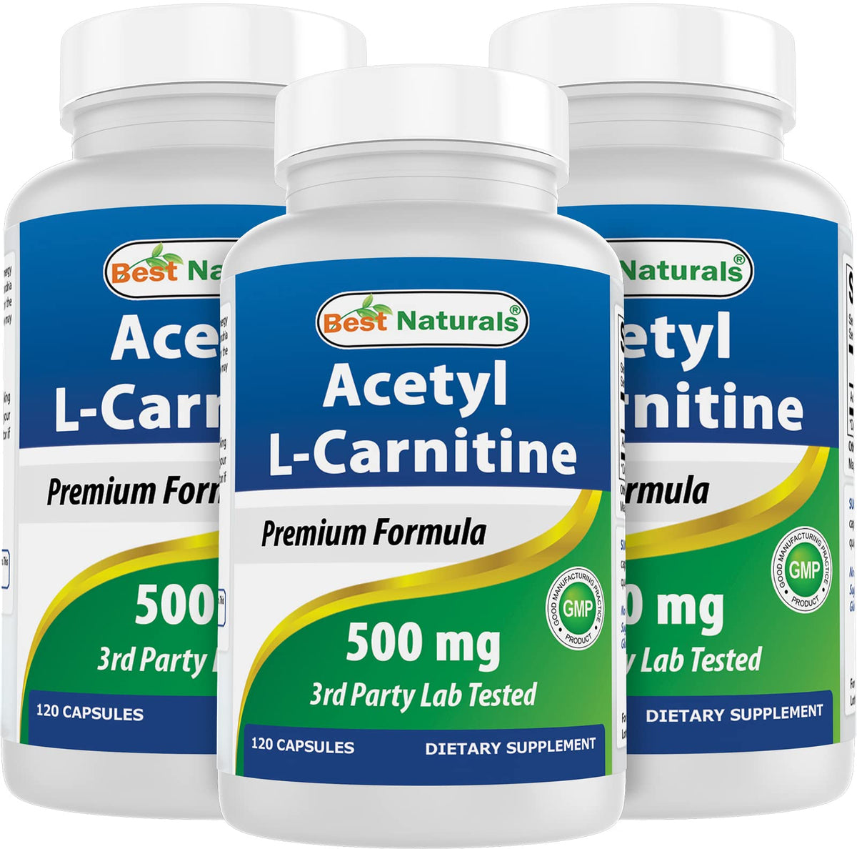 Best Naturals Acetyl L-Carnitine 500mg 120 Capsules front view