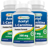 Best Naturals Acetyl L-Carnitine 500mg 120 Capsules front view