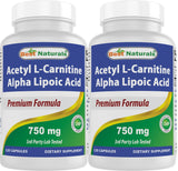 Best Naturals Acetyl L-Carnitine 750mg 120 Capsules front view