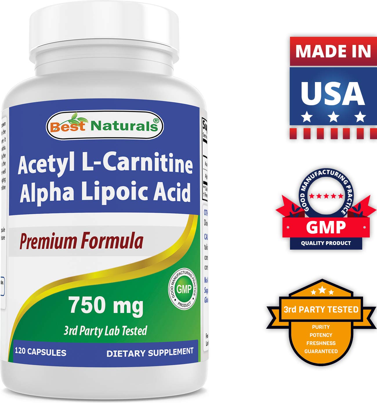 Best Naturals Acetyl L-Carnitine 750mg capsules in a hand