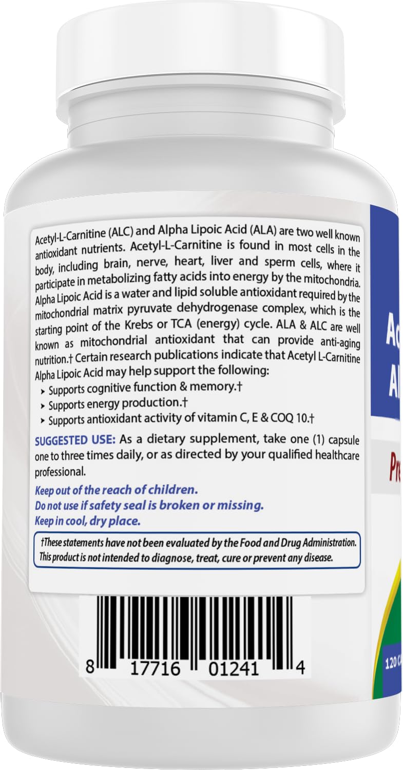 Best Naturals Acetyl L-Carnitine Alpha Lipoic Acid 750 mg capsules in hand