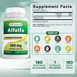 Best Naturals Alfalfa Capsules 500mg side view with label