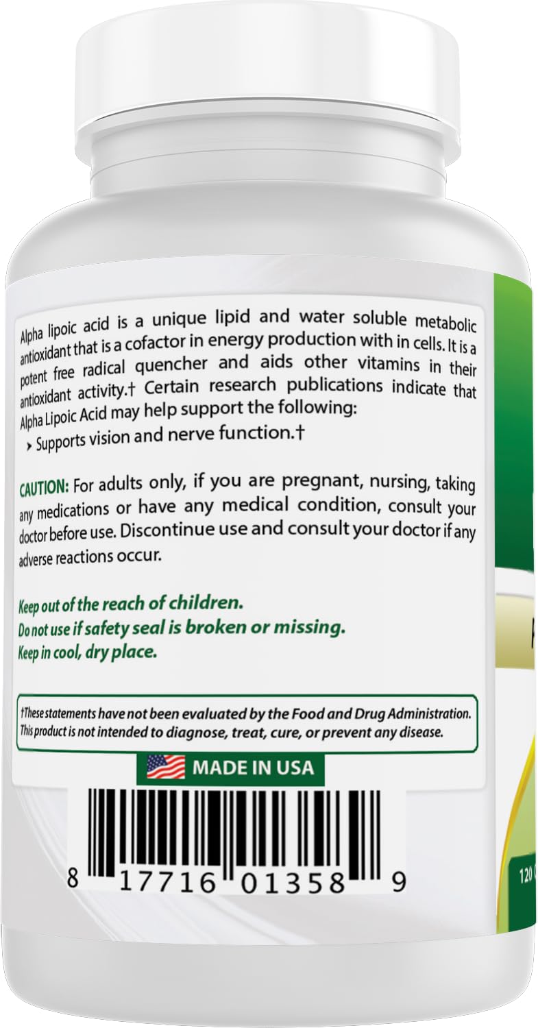 Best Naturals Alpha Lipoic Acid 300mg bottle with nutrition facts
