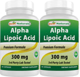 Best Naturals Alpha Lipoic Acid 300mg capsules front view