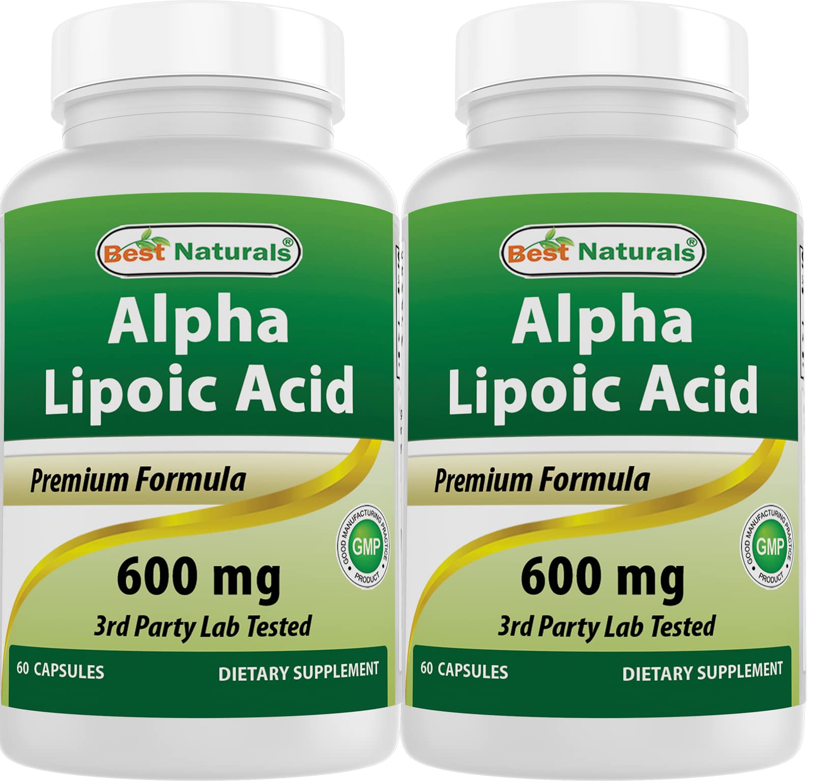 Best Naturals Alpha Lipoic Acid 600mg capsules front view