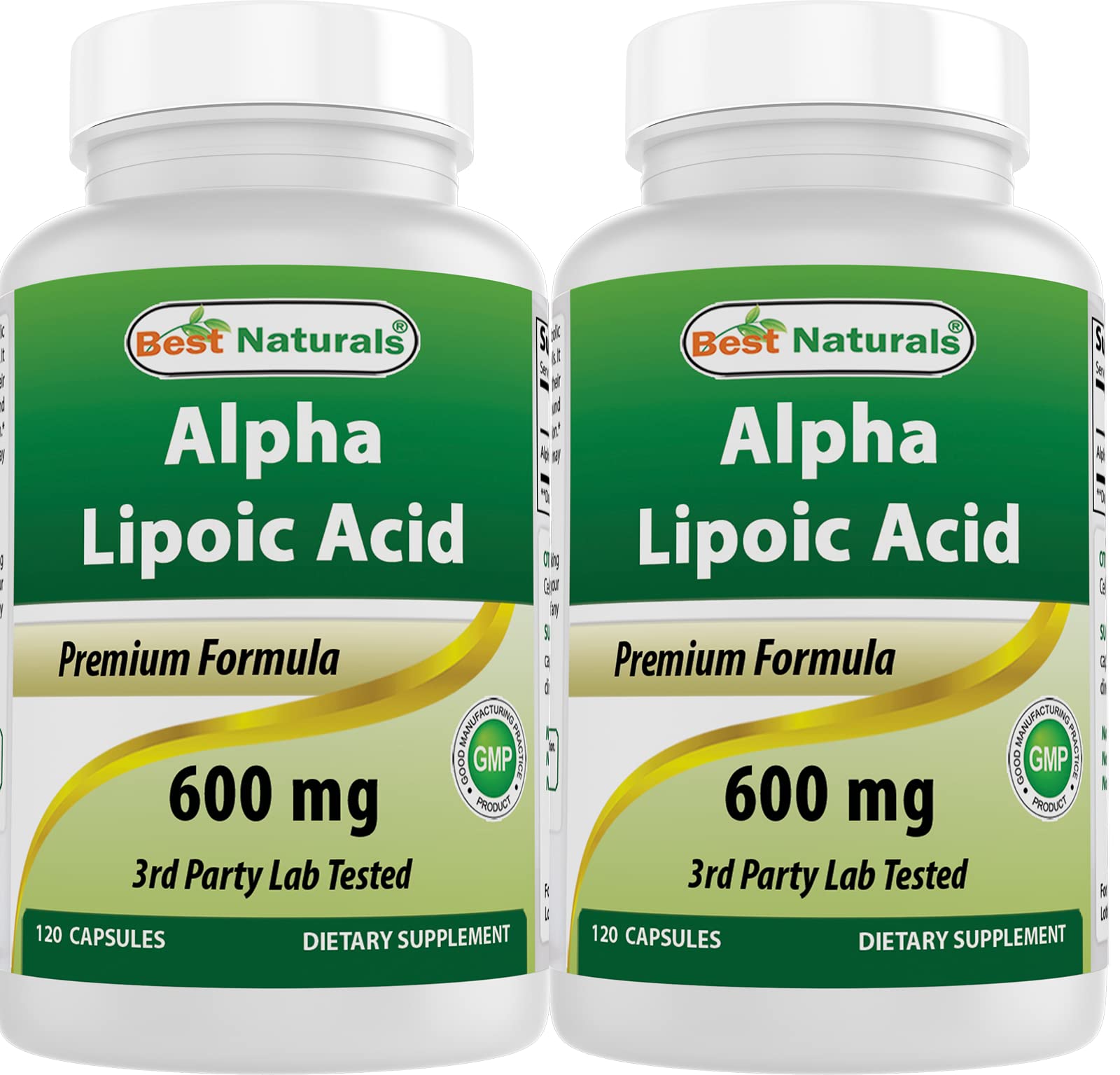 Best Naturals Alpha Lipoic Acid 600mg Capsules front view