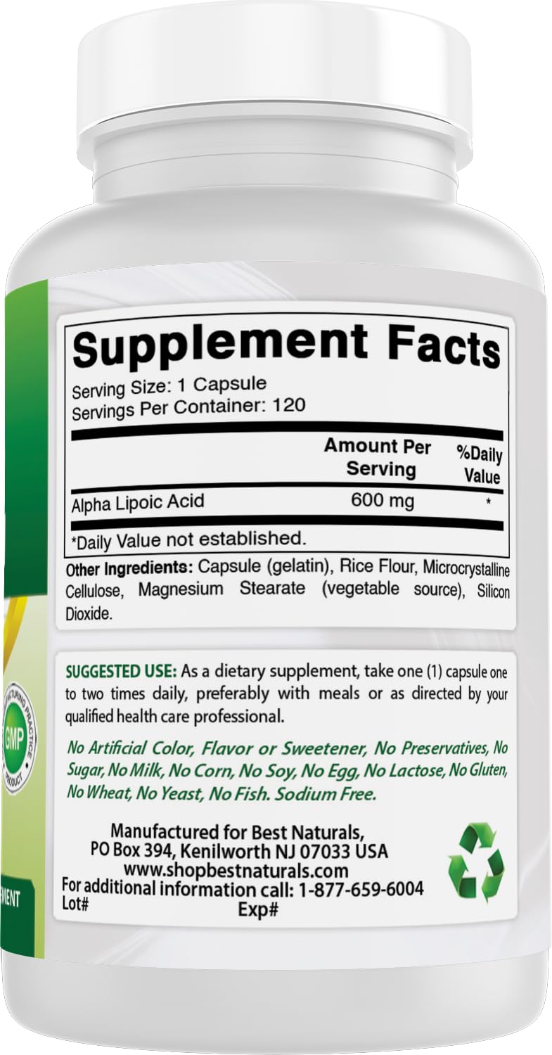 Best Naturals Alpha Lipoic Acid Capsules in a kitchen setting