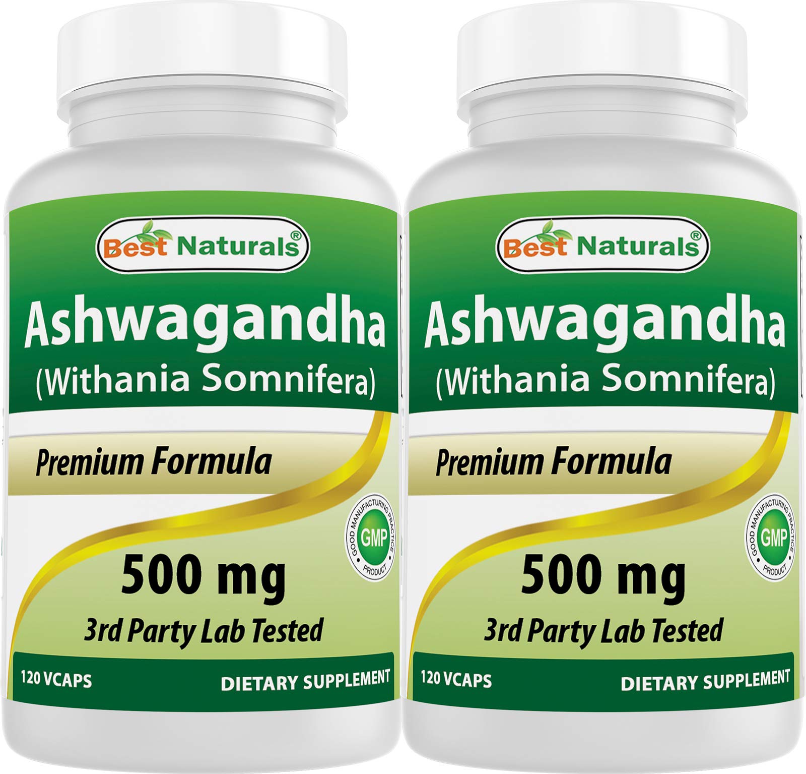Best Naturals Ashwagandha 500 mg 240 Vegetarian Capsules front view