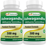 Best Naturals Ashwagandha 500 mg 240 Vegetarian Capsules front view